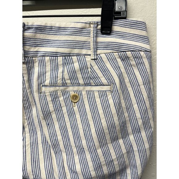 Ann Taylor Loft Marisa Linen Blend Cropped Pants Women 6 Stretch Striped Coastal - Picture 5 of 8